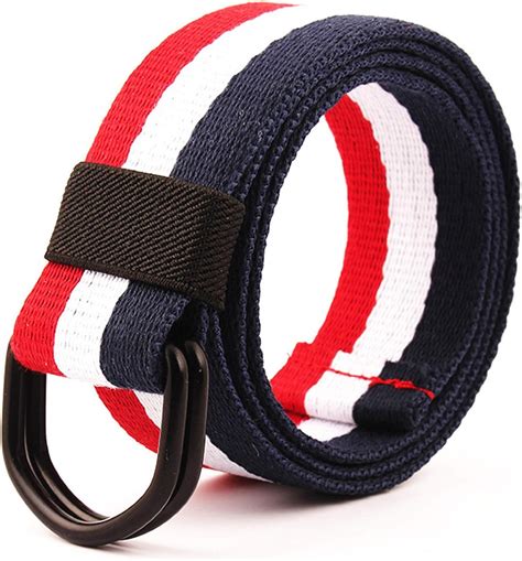Jier Nylon Belt Double D Ring Buckle Military Striped Belt For Men