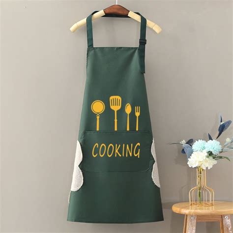 Homgreen Kitchen Apron With Hand Wipe Pockets，big Pockethand Wiping Waterproof For Cooking