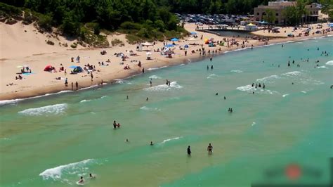 Aerial View Of People Enjoying In The Beach In Indiana Usa Jukin