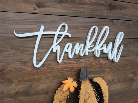 Thankful Sign Thankful word cutout 1/2 thick wooden | Etsy