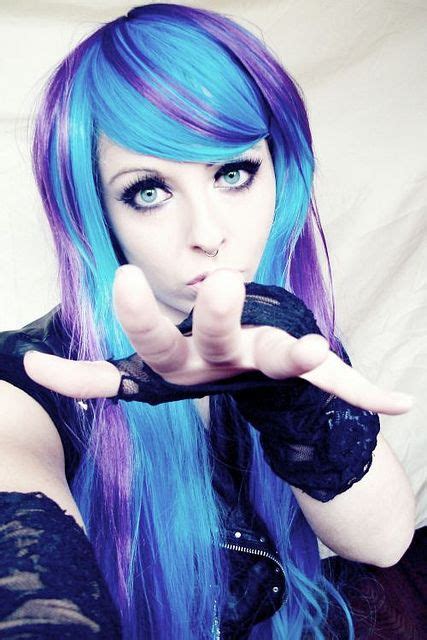 Blue Purple Emo Scene Alternative Hair Style German Girl Site Model