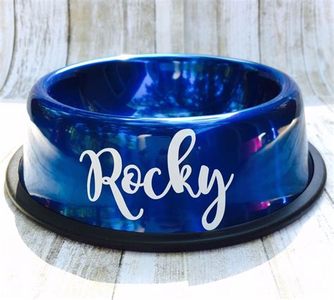 Blue Dog Bowl Personalized Blue Dog Bowl Custom Dog Dish Stainless