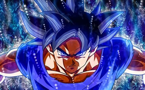 Dragon ball super is getting to it's climax with the last ultimate fight of the tournament of power. Download wallpapers Ultra Instinct Goku, 4k, blue fire ...