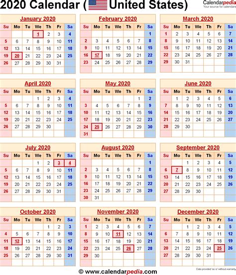 List Of Holidays By Month 2020 Calendar Template Printable