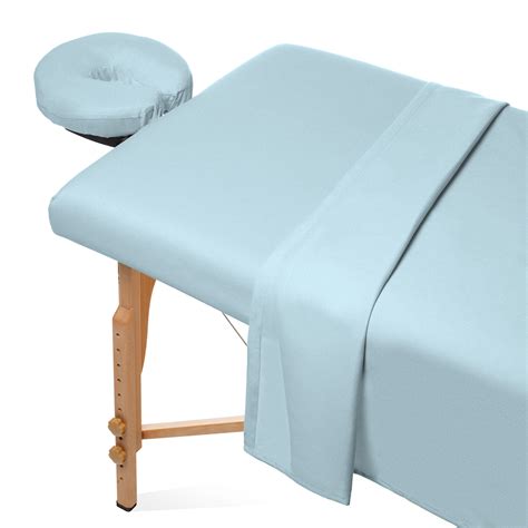 3 Piece Flannel Massage Table Sheet Set Soft Cotton Facial Bed Cover Includes Flat And
