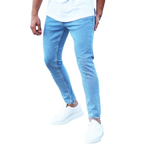 Casual 100 Cotton Denim Men Basic Slim Blue Jeans Man New Style Good