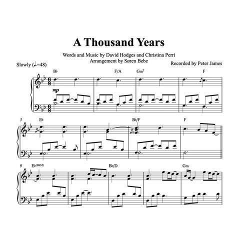 A Thousand Years (Christina Perri) | Piano Sheet Music (PDF)