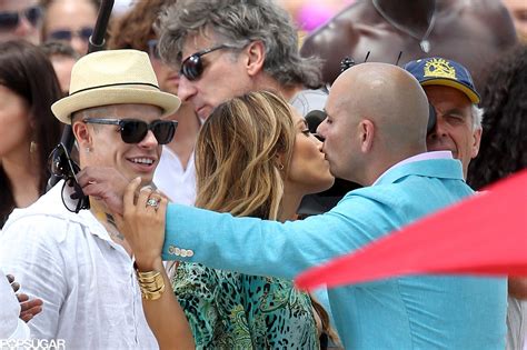J Lo Kissing Pitbull In Music Video Shoot Popsugar Celebrity