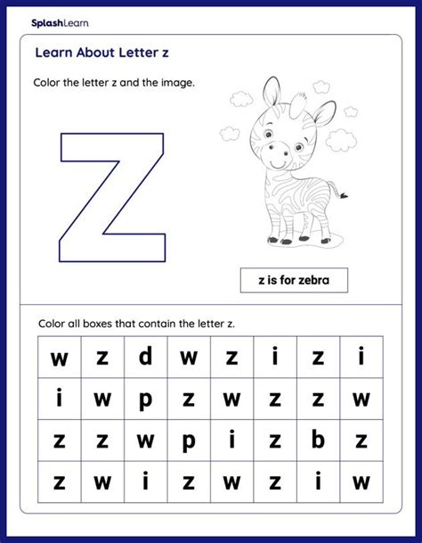 Letter Z Worksheets For Preschoolers Online Splashlearn Letter Z