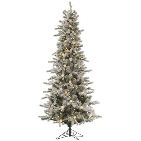 Vickerman Flocked London Slim 65 White Artificial Christmas Tree With