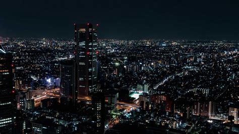 Download Wallpaper 1920x1080 Night City Aerial View City Lights