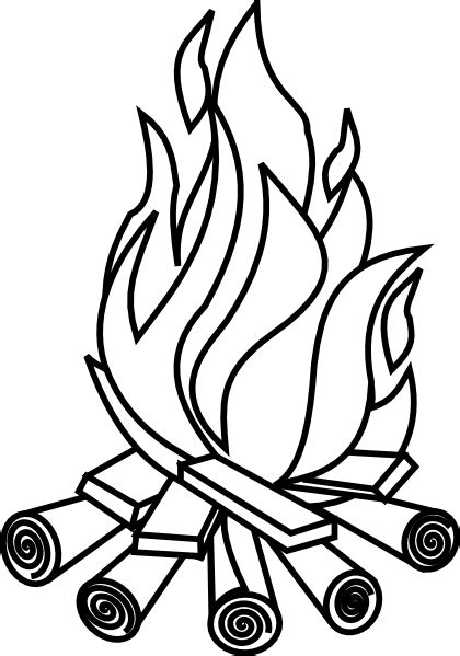 Campfire Black And White Clipart Kid