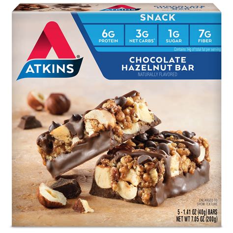 Atkins Chocolate Hazelnut Bar 14oz 5 Pack Snack