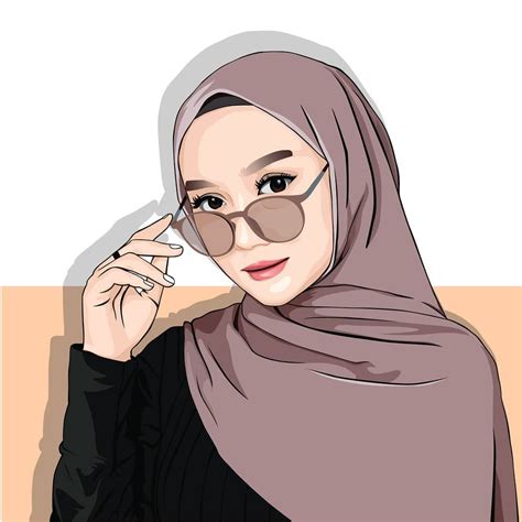 Kartun Hijab Style Kacamata Lengkap