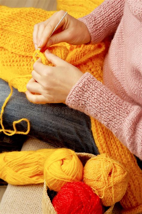 Woman Knitting Stock Photo Image Of Material Canvas 75572206