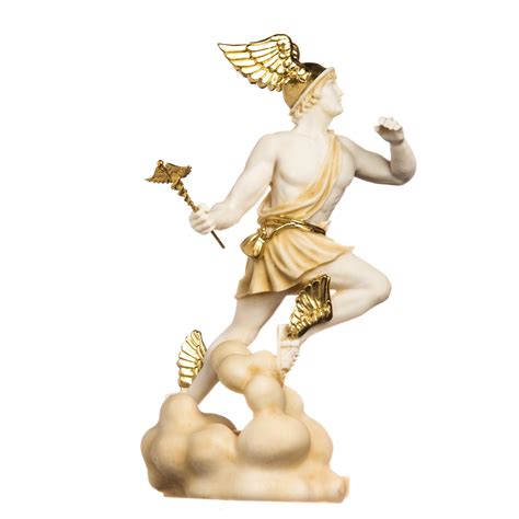 Hermes Mercury God Zeus Son Roman Statue Alabaster Gold Tone Etsy