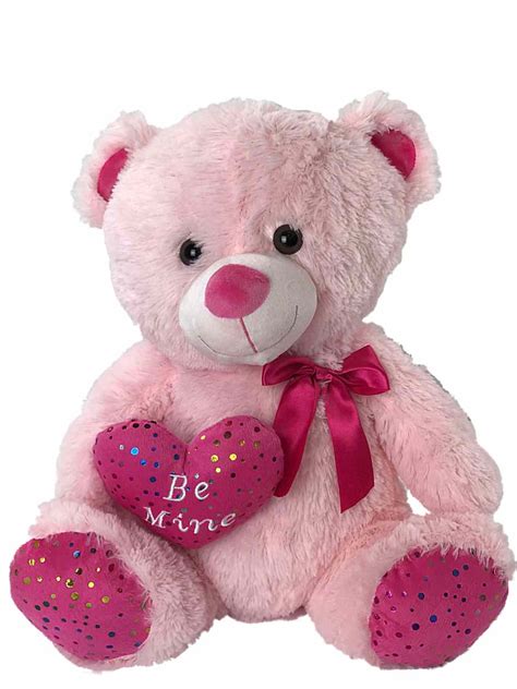Plush Fuzzy Pink Teddy Bear Stuffed Animal 16 Plush Pal With Be Mine