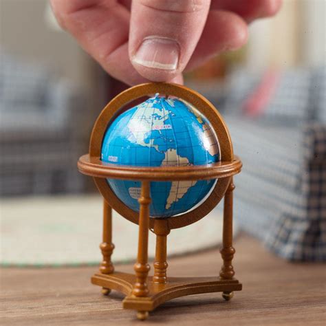 112 1 Scale Dollhouse Miniature World Globe With Walnut Stand