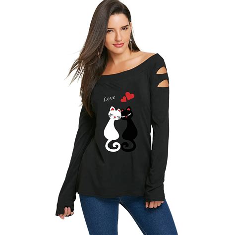 Buy Wipalo Women Cute T Shirt Valentine Heart Cat