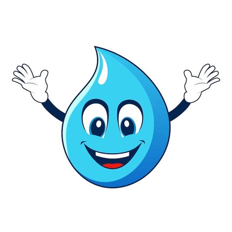 Mascota De Gota De Agua Con Cara Sonriente Feliz Ilustración Vectorial