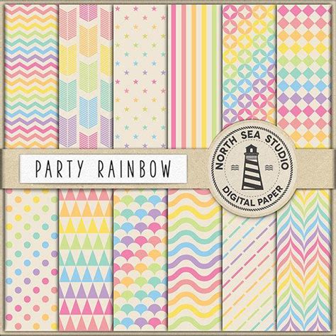 Buy5for8 Rainbow Digital Paper Scrapbook Paper Pack Rainbow Background