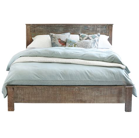 Hampton Rustic Teak Wood King Bed Frame Zin Home