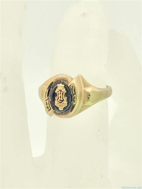 Vintage 10k Yellow Gold Blue Stone Jostens Womens Class Ring