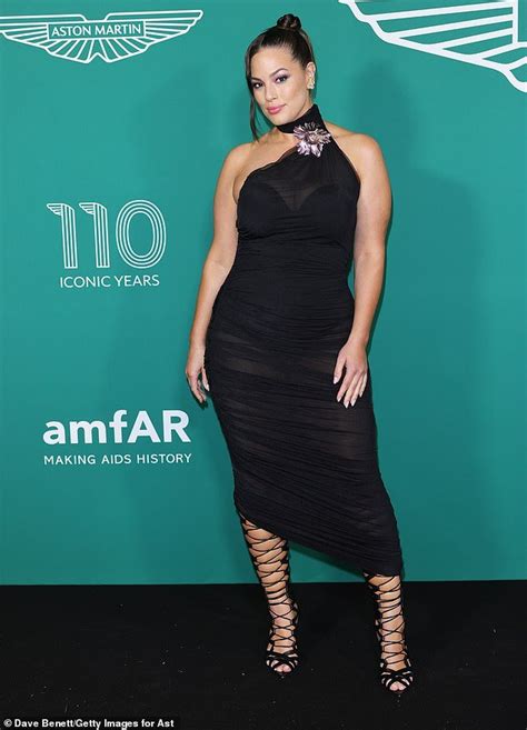 Ashley Graham Showcases Her Curves In A Sheer Black Dress At The Aston Martin Party In Cannes