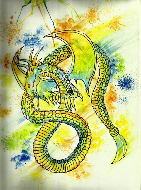 Mulicolored Dragon Watercolor By Electronicboy96 On Deviantart