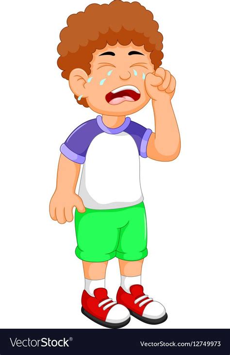 Vector illustration of a cute boy. Cute little boy cartoon crying vector image on (com ...