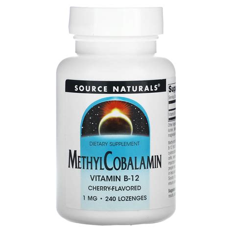 Source Naturals Methylcobalamin Sublingual Vitamin B 12 Cherry 1 Mg
