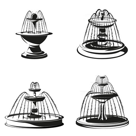 Set Of Water Fountains In Monochrome Style 2509968 Vector Art At Vecteezy