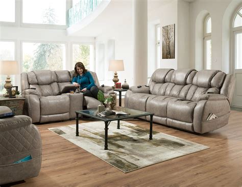 Relax In Style On The Daytona Power Reclining Loveseat With Console The Mushroom Tan Finish And