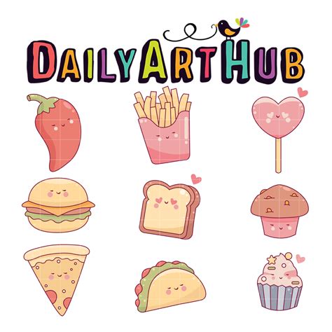 Kawaii Snack Faces Clip Art Set Daily Art Hub Graphics Alphabets