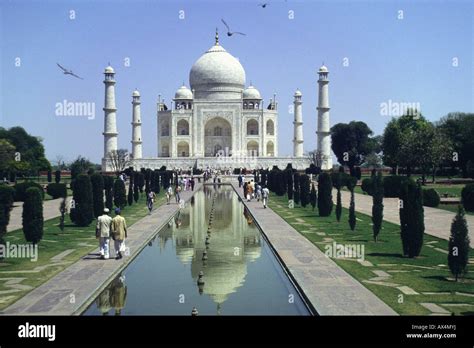 Taj Mahal With Birds Flying Stock Photo Alamy