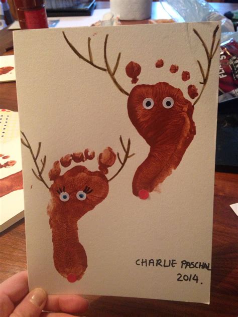 Baby Christmas Footprint Art Reindeers Footprints Art Christmas