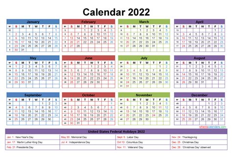 Us Federal Holidays 2022 Calendar 2022 Calendar It Will Take You To