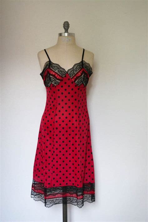 Red Black Polkadot Slip Lace Lingerie By Dingaling On Etsy