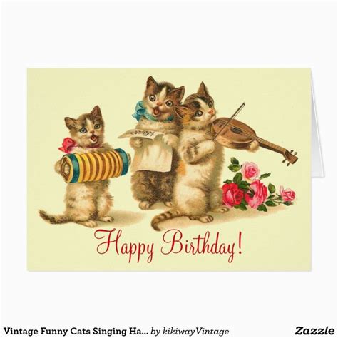 Birthday Cards With Cats Singing Birthday Vintage Funny Cats Singing