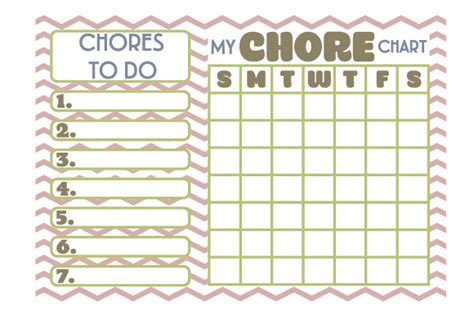 Cricut Chore Chart Template