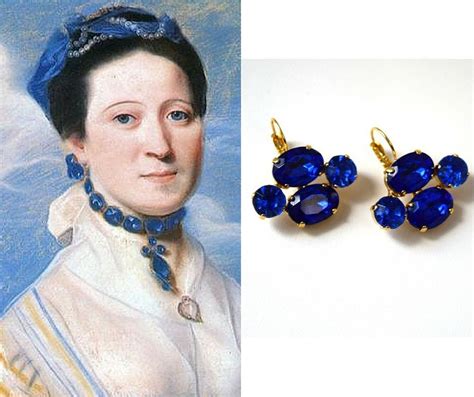 Reproduction 18th Century Georgian Paste Earrings Sapphire Blue 18th