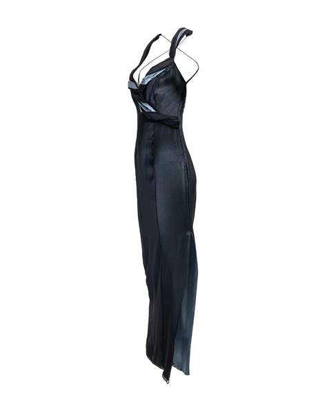 1990s Richard Tyler Couture Black And Blue Silk Chiffon Gown At 1stdibs
