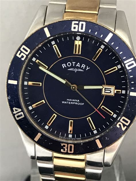 Rotary Mens Havana Blue Dial Two Tone Stainless Steel Bracelet Watch