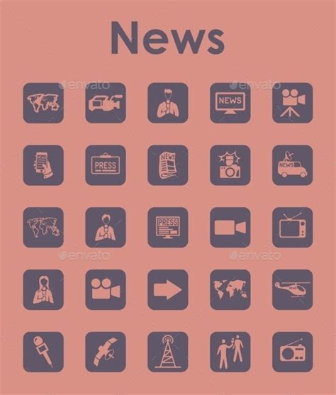 Set Of News Simple Icons By Palaudesign Graphicriver