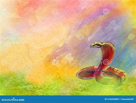Cobra Snake Illustration Water Color Stock Illustration Illustration