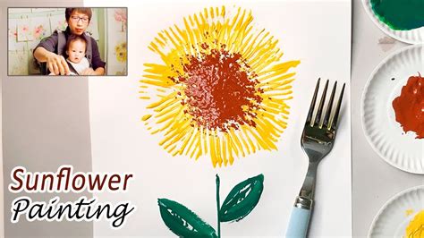 Fork Paint Sunflower Craft Idea Easy Simple Painting Youtube