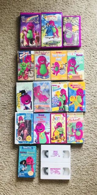 Huge Barney Vhs Lot Of 18 Tapes Songs Round We Go School Numbers