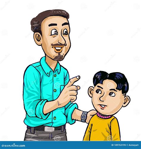 Caricatura De Habla De Padre Y Su Hijo Ilustración Del Vector
