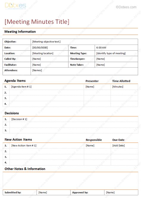 Meeting minutes can be defined as the written record of everything that was discussed during a meeting. Meeting Minutes Template (Detailed Format) - Dotxes