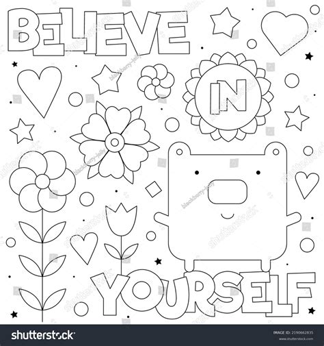Believe Yourself Coloring Page Black White Stock Vector Royalty Free